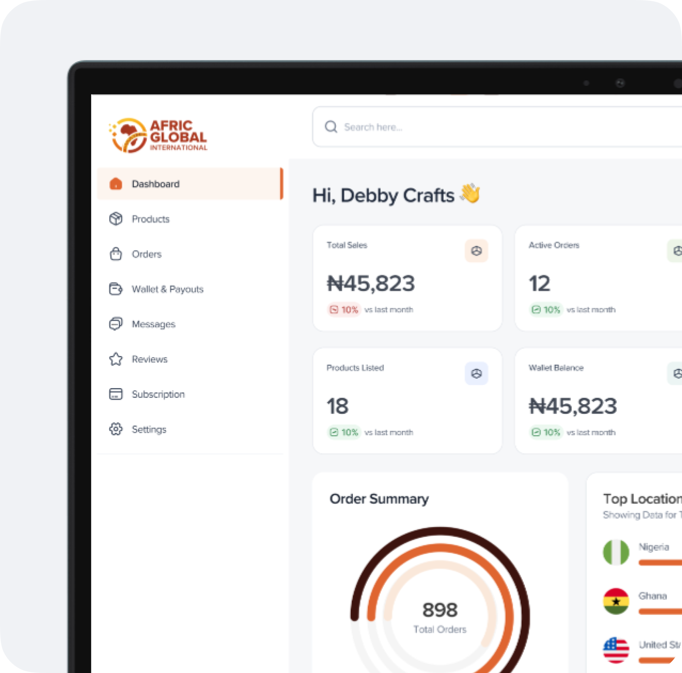 Vendor dashboard preview
